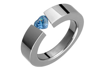 Blue Topaz Heart Shape Titanium Ring Alain Raphael