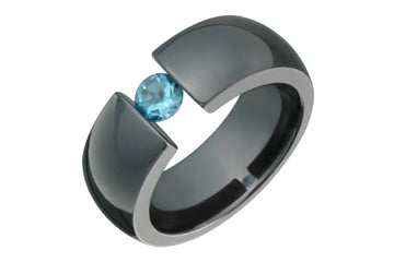 Blue Topaz Tension Set Black Titanium Ring Alain Raphael