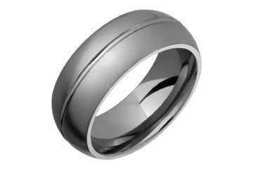 Bold Comfort Fit Titanium Ring With Center Groove Alain Raphael