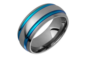 Bold Half Round Blue Inlay Titanium Ring Alain Raphael