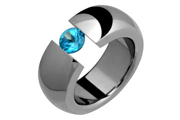 Bold Half Round Tension Set Blue Topaz Titanium Ring Alain Raphael
