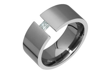 Bold Tension Set Princess Cut Cubic Zirconia Titanium Ring Alain Raphael