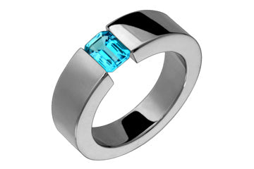 Bold Tension Set Titanium Ring With Large Octagon Blue Topaz Alain Raphael