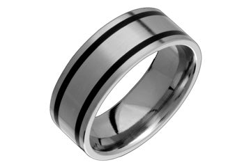 Bold Titanium Ring With Black Resin Channels Alain Raphael