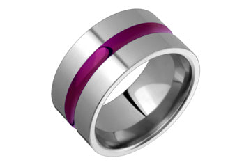 Bold Titanium Ring With Magenta Inlay Alain Raphael