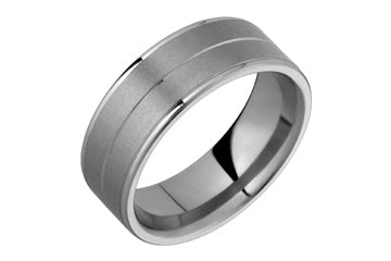 Bold Titanium Ring With Polished Grooves Alain Raphael