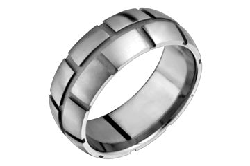 Bold Titanium Ring With Square Designs Alain Raphael