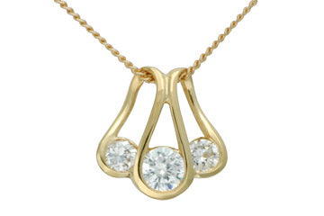 ¶ó Carat Yellow Gold Diamond Trinity Pendant With Chain Alain Raphael