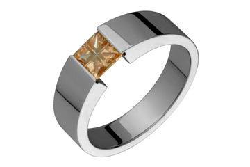 Champagne Illusion Cut Tension Titanium Ring Alain Raphael