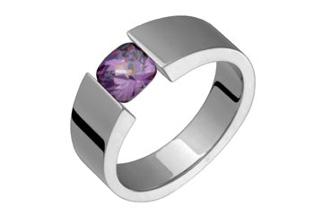 Checkered Cushion Amethyst & Titanium Tension Set Ring Alain Raphael