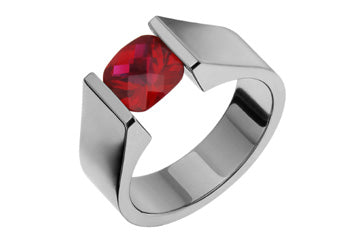 Checkered Cushion-Cut Ruby & Titanium Tension Set Ring Alain Raphael
