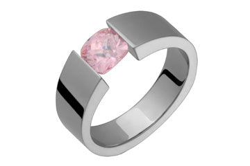 Checkered Cushion Pink Tourmaline Tension Set Titanium Ring Alain Raphael