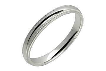 Classic Domed 3 mm Comfort Fit Milled Edge Platinum Ring Alain Raphael
