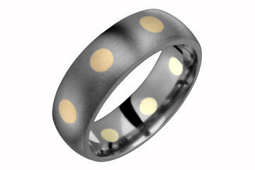 Comfort Fit Domed Titanium Band with Yellow Gold Circular Inlay Alain Raphael