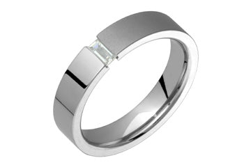 Cubic Zirconia Baguette Tension-Set Titanium Ring Alain Raphael