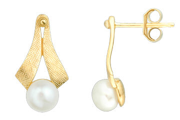 Dangling 14K Yellow Gold Pearl Earrings Alain Raphael