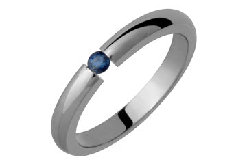 Dark Blue Round Tension Set Sapphire & Titanium Ring Alain Raphael