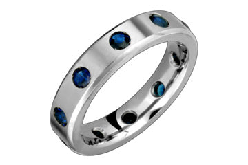 Dark Blue Sapphire Eternity Titanium Ring Alain Raphael