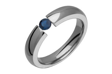 Deep Blue Round Tension Set Sapphire & Titanium Ring Alain Raphael