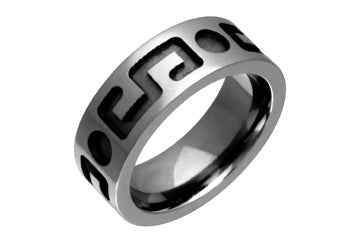 Deep Engraved Flat Comfort Fit Titanium Ring Alain Raphael