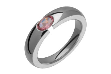 Delicate Tension Set Titanium & Oval Pink Tourmaline Ring Alain Raphael