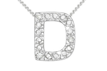 Diamond 14K White Gold Initial D Pendant With Chain Alain Raphael
