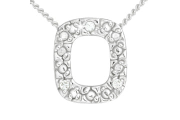 Diamond 14K White Gold Initial O Pendant With Chain Alain Raphael