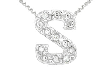 Diamond 14K White Gold Initial S Pendant With Chain Alain Raphael