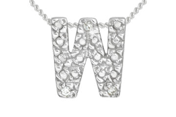 Diamond 14K White Gold Initial W Pendant With Chain Alain Raphael