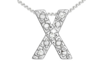 Diamond 14K White Gold Initial X Pendant With Chain Alain Raphael