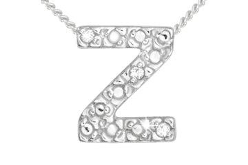 Diamond 14K White Gold Initial Z Pendant With Chain Alain Raphael