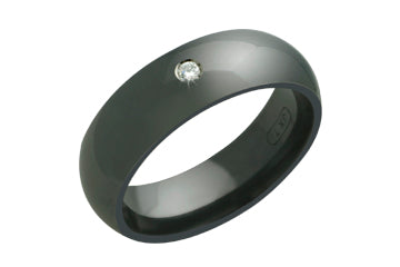 Diamond Domed Black Titanium Ring Alain Raphael
