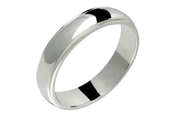 Domed 5 mm Comfort Fit Platinum Ring With Milled Edges Alain Raphael