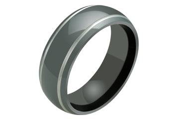 Domed Black Titanium Ring with Parallel Grooves Alain Raphael