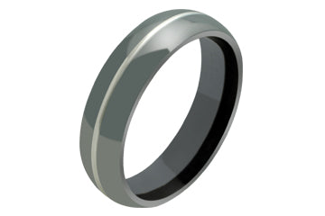 Domed Black Titanium Ring with Single Groove Alain Raphael