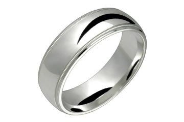 Domed Comfort Fit 7mm Milled Edge Platinum Ring Alain Raphael