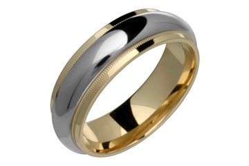 Domed Comfort Fit Titanium & 14K Yellow Gold Ring Alain Raphael