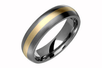 Domed Comfort Fit Titanium Band with 14kt Yellow Gold Inlay Alain Raphael