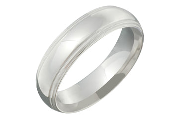 Domed Comfort Fit Titanium Band with Double Row of Milled Edge Engraving Alain Raphael