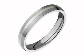 Domed Comfort Fit Titanium Band with White Gold Inlay Alain Raphael