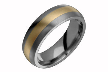 Domed Comfort Fit Titanium Band with Yellow Gold Inlay Alain Raphael