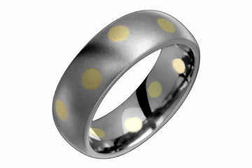 Domed Comfort Fit Titanium Band with Zigzag Yellow Gold Circular Inlay Alain Raphael