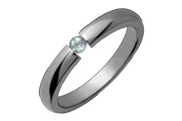 Domed Tension Set Aquamarine & Titanium Ring Alain Raphael