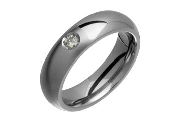 Domed Titanium Band with Diamond Alain Raphael