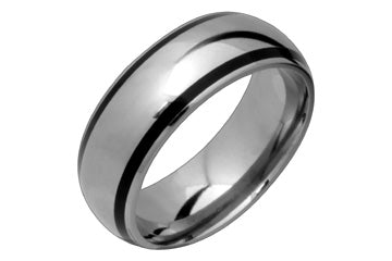 Domed Titanium & Black Resin Inlay Ring Alain Raphael