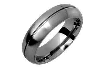 Domed Titanium Ring With Central Groove Alain Raphael