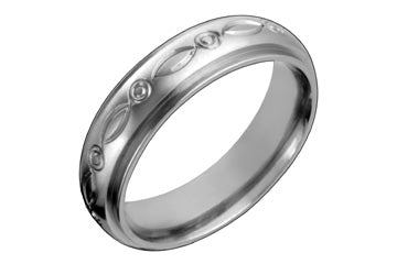 Domed Titanium Ring With Circle Engraving Alain Raphael