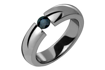 Domed Titanium Ring With Dark Blue Tension Set Sapphire Alain Raphael