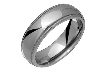 Domed Titanium Ring With Delicate Milled Edges Alain Raphael