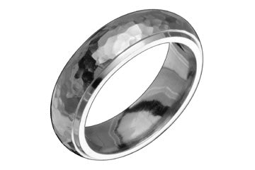 Domed Titanium Ring With Hammered Design Alain Raphael